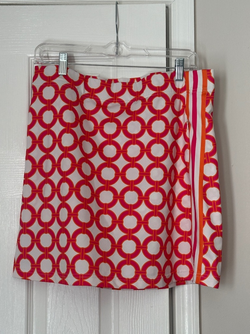 Gretchen Scott Skippy Skort Geometric Circles Pink Orange Size Large L Golf